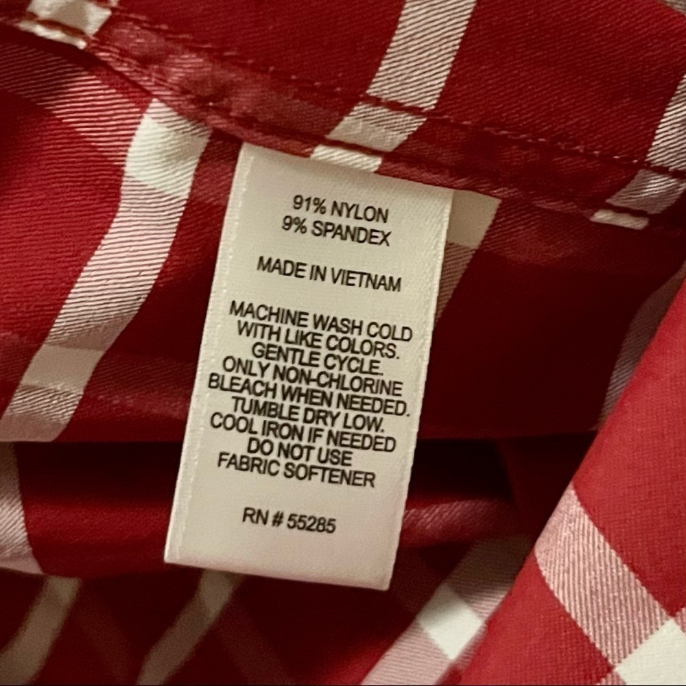 𝅺EXPRESS Fitted Button down Dress Shirt Plaid in Red and White Size L - Picture 4 of 4